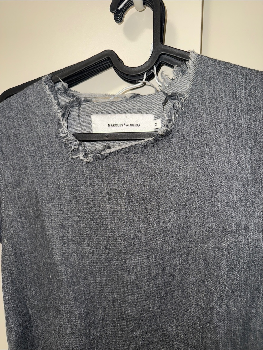 Washed Charcoal Distressed Short-Sleeve Tee by Marques’ Almeida - Picture 3 of 11